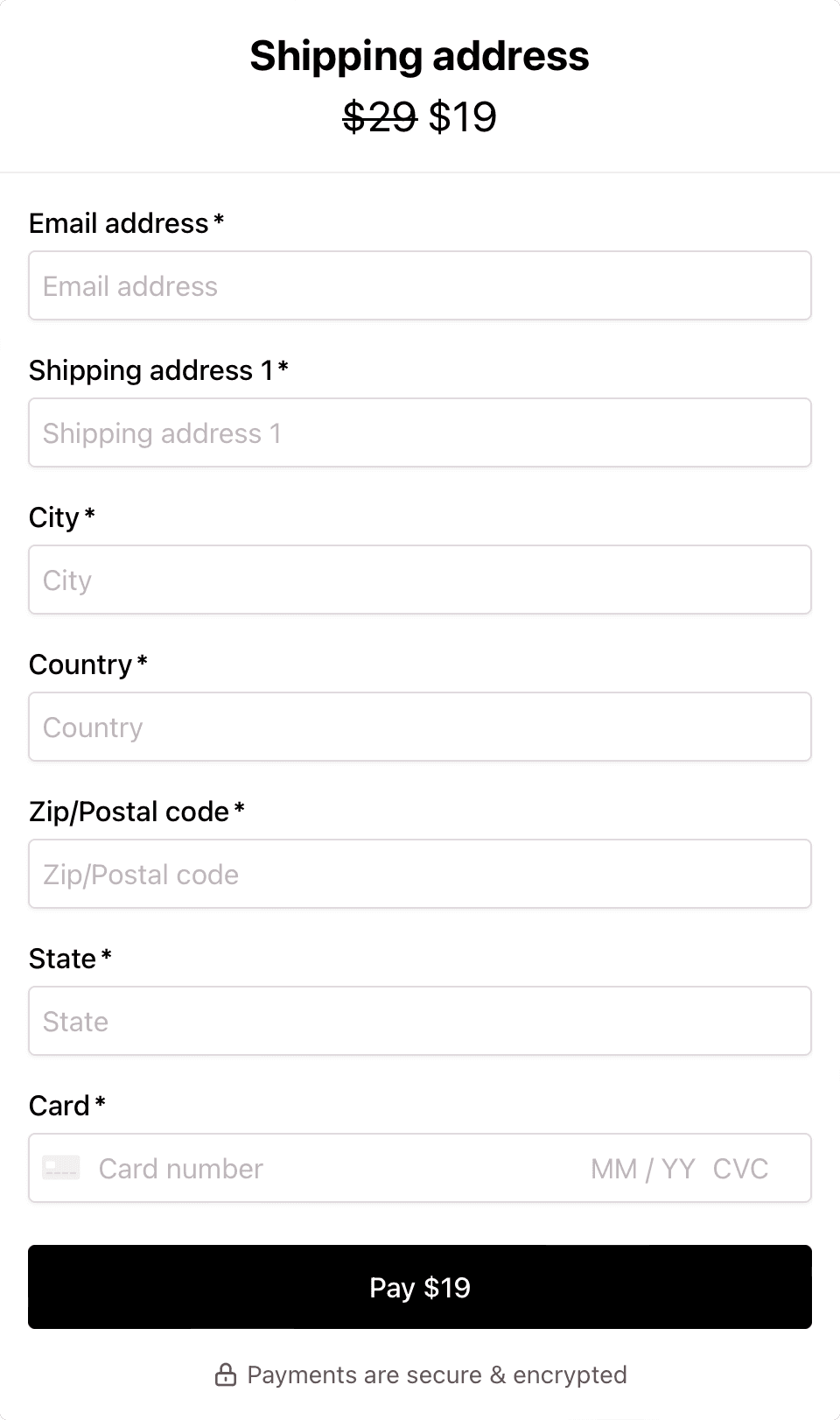 Shipping address