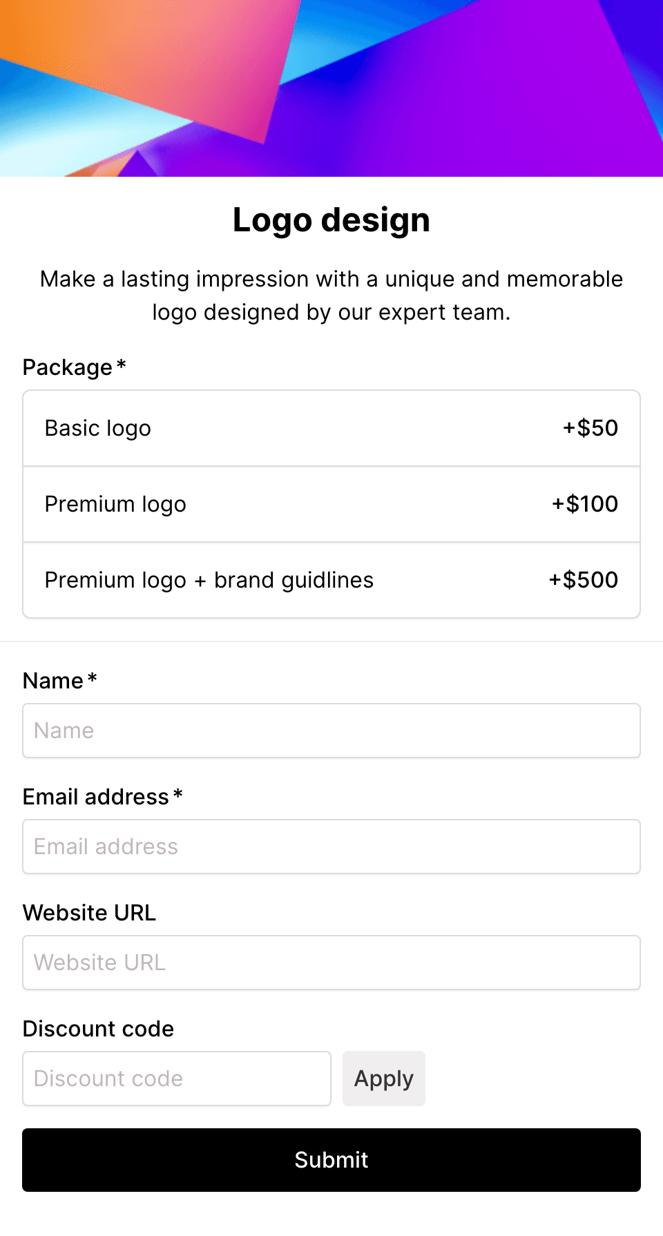 Logo design checkout form