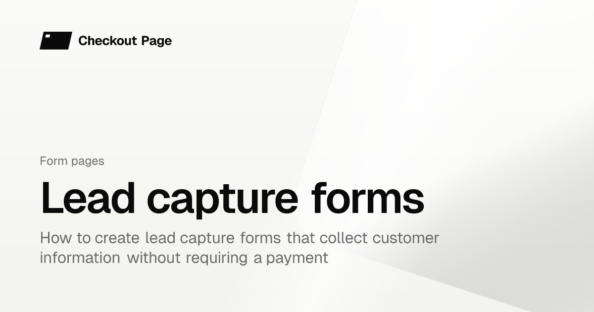 Lead capture forms | Checkout Page Knowledge base