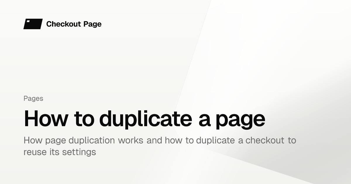 How to duplicate a page | Checkout Page Knowledge base