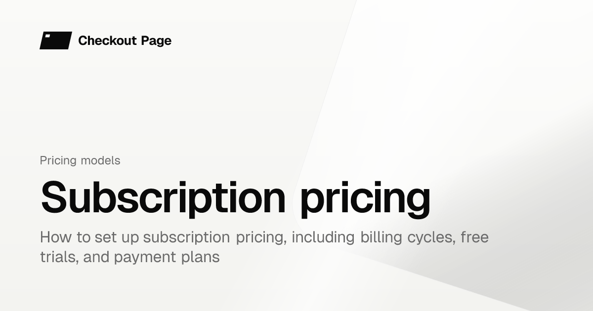 Subscription pricing | Checkout Page Knowledge base