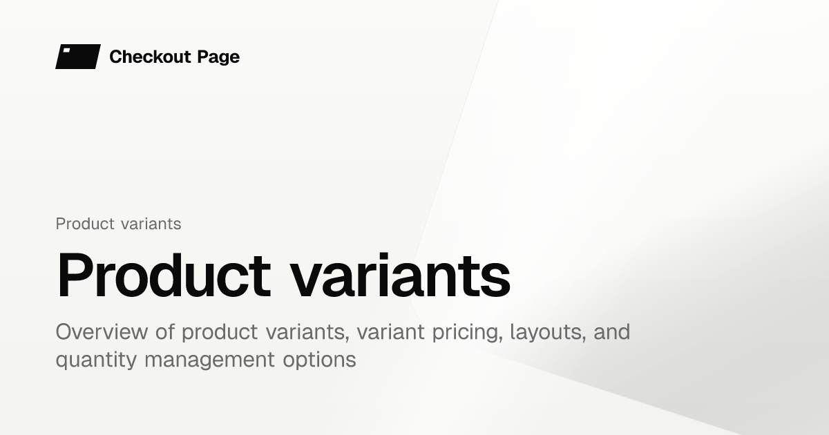 Product variants | Checkout Page Knowledge base