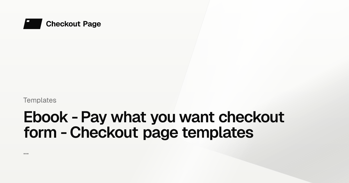 Ebook - Pay what you want checkout form - Checkout page templates ...