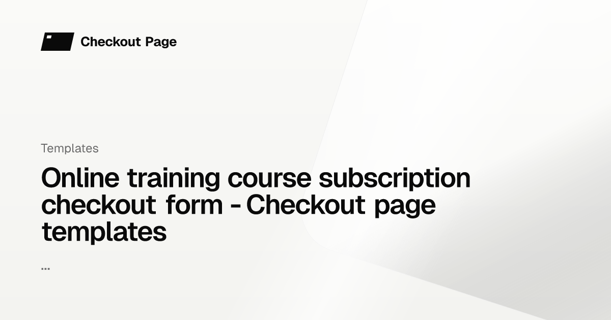 Online training course subscription checkout form - Checkout page ...
