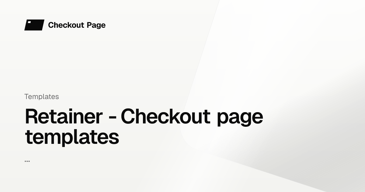 Retainer - Checkout page templates - Checkout Page