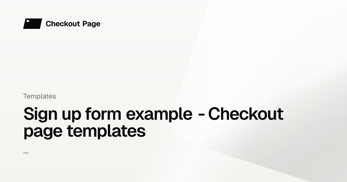 Sign up form example - Checkout page templates - Checkout Page