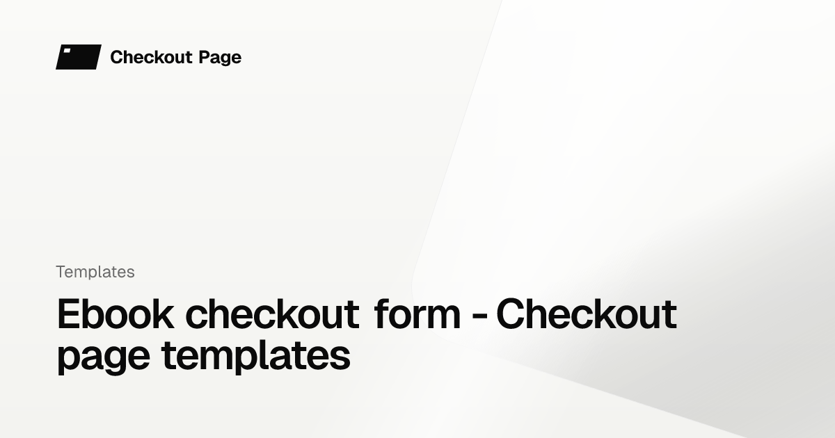 Ebook checkout form - Checkout page templates - Checkout Page