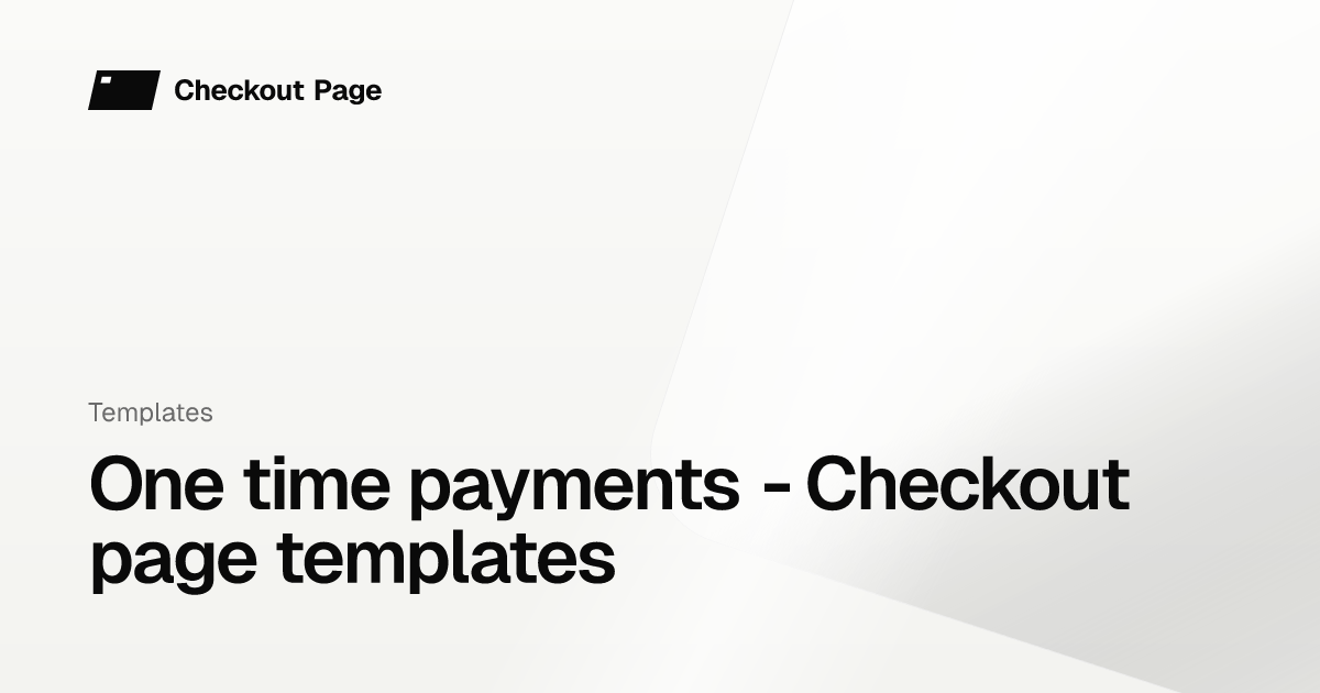 One time payments - Checkout page templates - Checkout Page