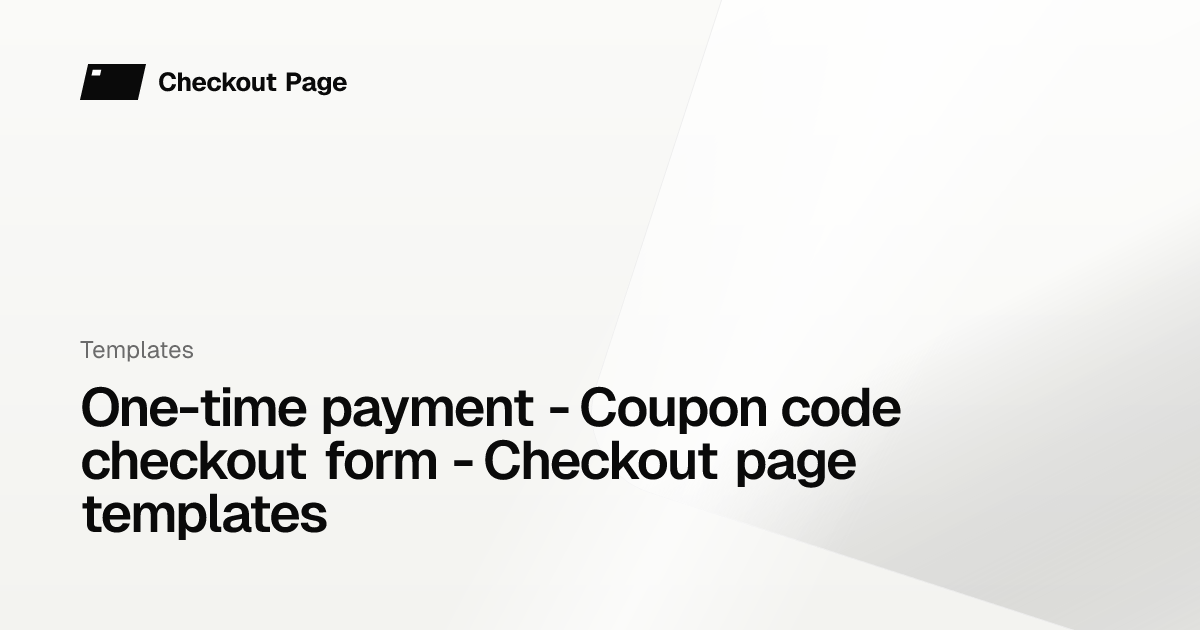 One-time payment - Coupon code checkout form - Checkout page templates ...