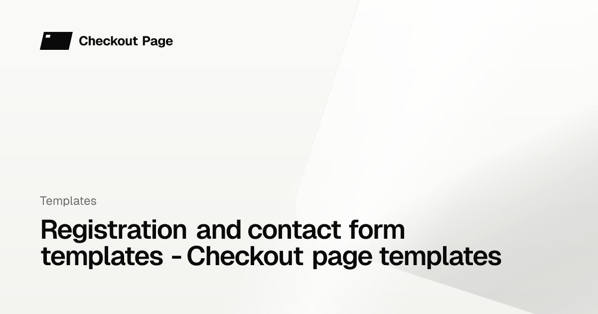 Registration and contact form templates - Checkout page templates ...