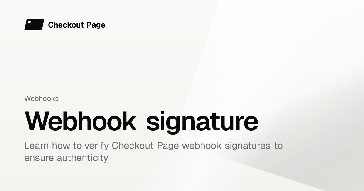 Webhook signature | Checkout Page Knowledge base